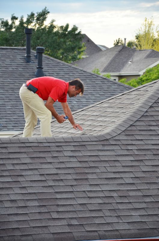 Professional roofing team inspecting a roof